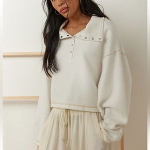 Urban Outfitters Cropped Button Up Sweatshirt